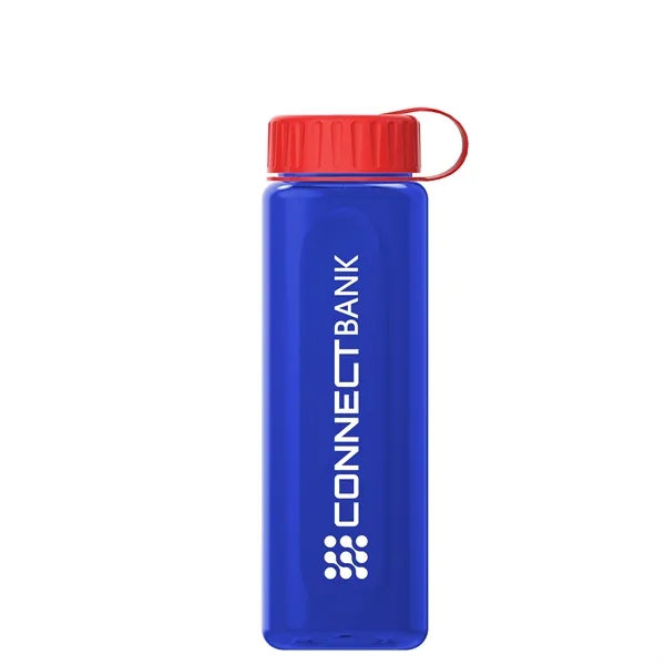 Translucent Blue color option for Garyline® Boss Embossed Rpet Bottle With Tethered Lid   2...