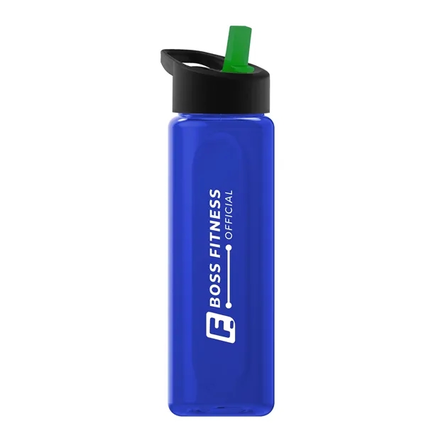 Translucent Blue color option for Garyline® Boss Embossed Rpet Bottle With Flip Straw Lid  ...