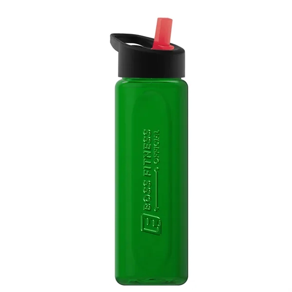 Translucent Green color option for Garyline® Boss Embossed Rpet Bottle With Flip Straw Lid  ...