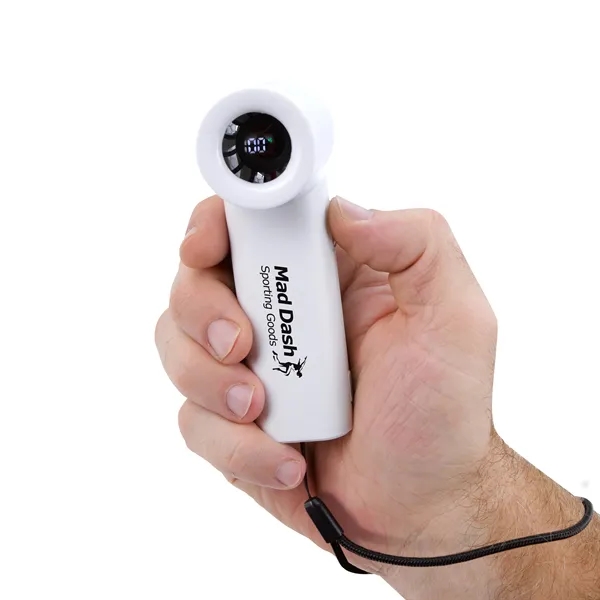 White color option for Recycled 5 Speed Rechargeable Handheld Fan