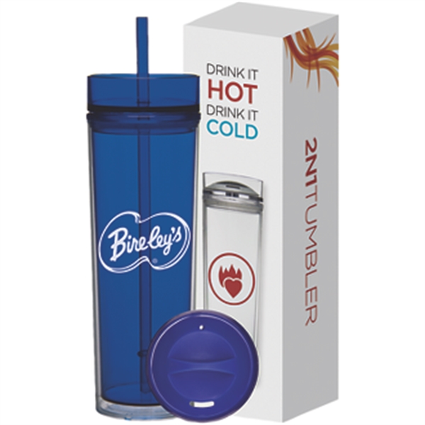 Blue color option for 16 Oz Tube Tumbler Hot  Cold Gift Set