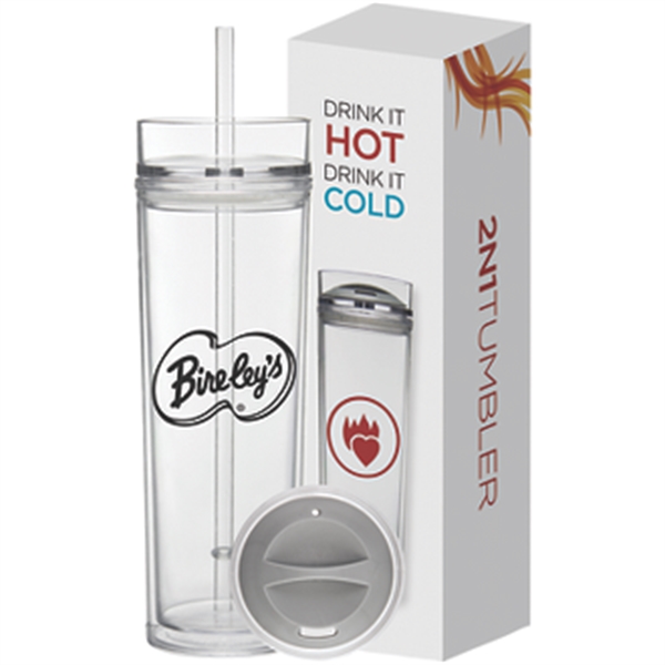 Clear color option for 16 Oz Tube Tumbler Hot  Cold Gift Set