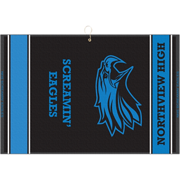 Custom color option for 16" X 24" Designer Woven Golf Towel W/ 2 Scrubbers