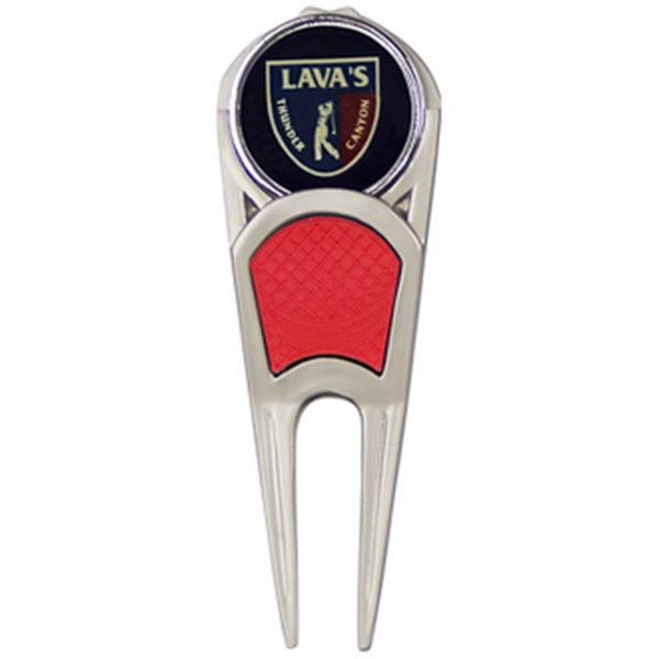 Matte Nickel-Red color option for Lite Touch Divot Tool W/ Clip