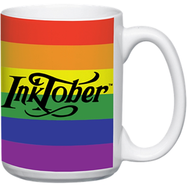 Rainbow color option for 15 Oz Full Color White Stoneware Magna Mug