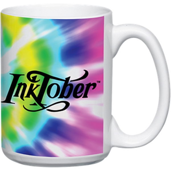 Tie Dye color option for 15 Oz Full Color White Stoneware Magna Mug