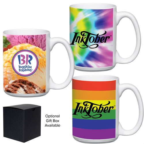 Main photo of 15 Oz Full Color White Stoneware Magna Mug