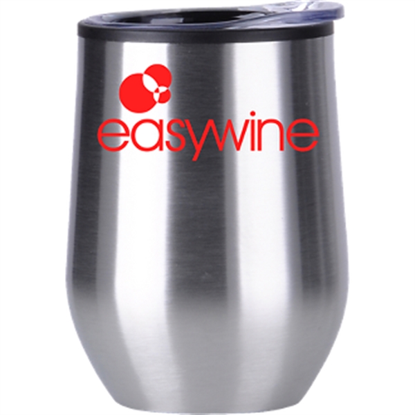 Silver color option for 12 Oz Stainless Wine Tumbler W/ Plastic Liner