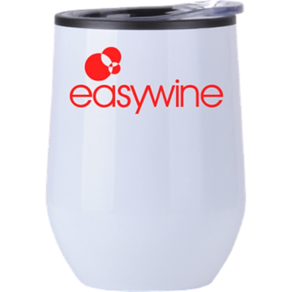 White color option for 12 Oz Stainless Wine Tumbler W/ Plastic Liner