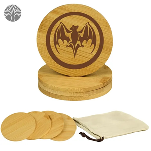 Photo of Drinkmat Set Of 4 Bamboo Coasters W/ Canvas Pouch