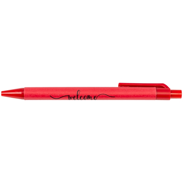Red 200 C color option for 100% Recycled Paper Barrel Ballpoint Pen