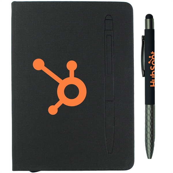 Black color option for 7.5" X 6 5/8" Notebook With Soft Touch Aluminum Pen