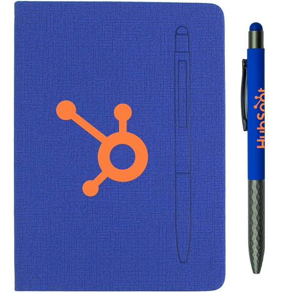 Blue color option for 7.5" X 6 5/8" Notebook With Soft Touch Aluminum Pen