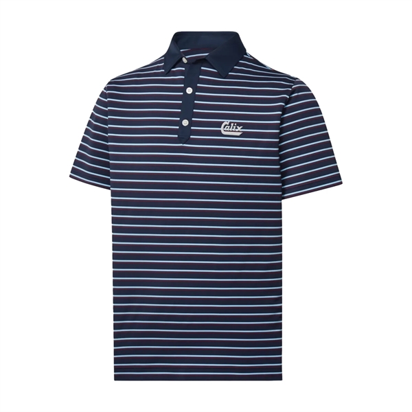 Navy-White-Pink color option for Foot Joy Men's Stretch Lisle Pinstripe Golf Shirt