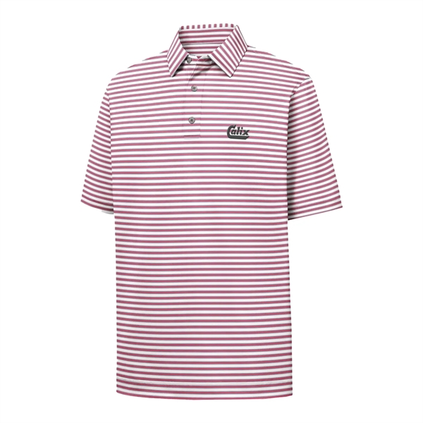 White-Red-Navy color option for Foot Joy Men's Stretch Lisle Pinstripe Golf Shirt