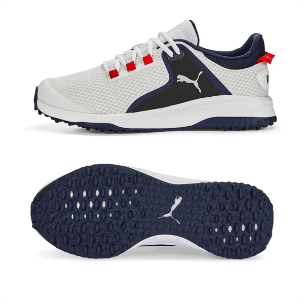 Puma White - Puma Silver - Puma Navy color option for Puma Men's Fusion Grip Golf Shoes
