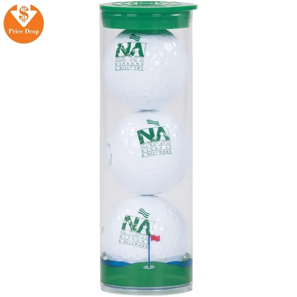 Assorted color option for 3 Golf Ball Clear Tube W/ Titleist Pro V1