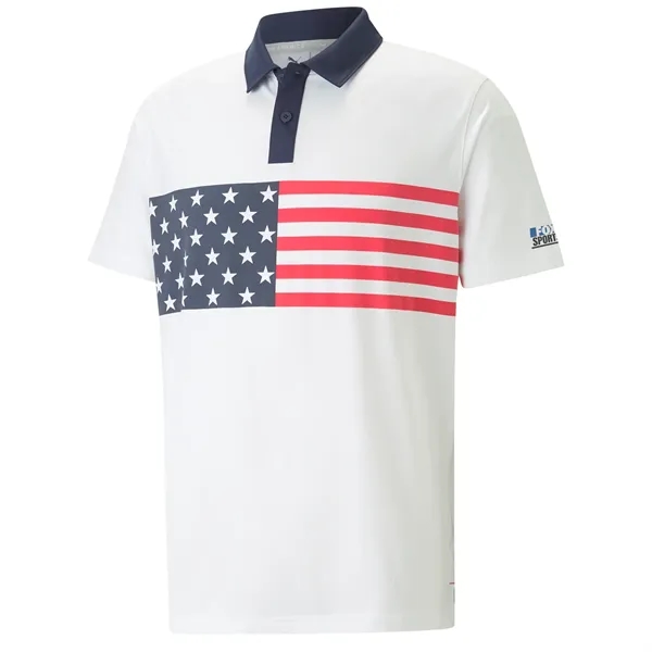 White color option for Puma Volition Mens Flag Stripe Polo