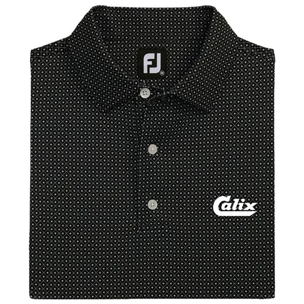 Black/ Grey/ White color option for Foot Joy Dot Geo Print Lisle Shirt