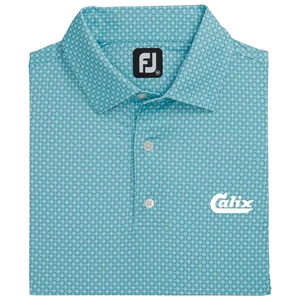 Mint/ White/ Navy color option for Foot Joy Dot Geo Print Lisle Shirt