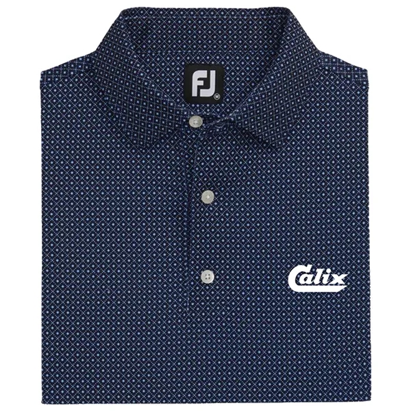 Navy/ Light Blue/ White color option for Foot Joy Dot Geo Print Lisle Shirt