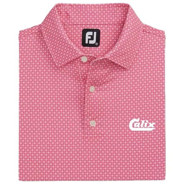 Pink/ White/ Charcoal color option for Foot Joy Dot Geo Print Lisle Shirt