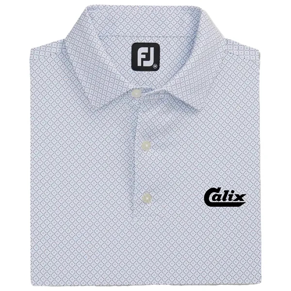 White/ Light Blue/ Navy color option for Foot Joy Dot Geo Print Lisle Shirt