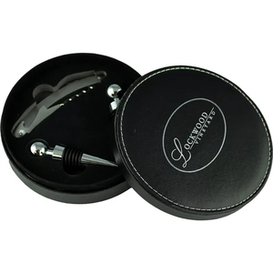 Photo of Vino Vinyl Leather Wine Opener Set Black