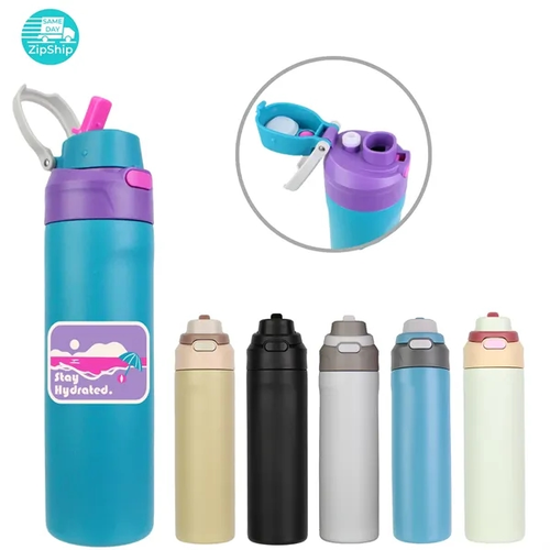 Main photo of 24 Oz Double Wall Stainless Steel Bottle With 2 In 1 Lid