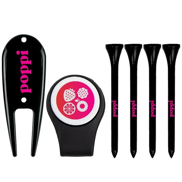 Assorted color option for Hat Clip With Divot Tool & (4) 2 3/4" Golf Tees