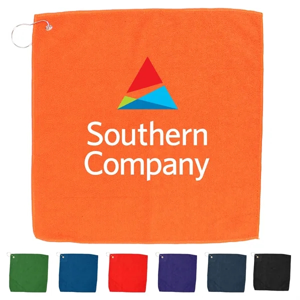 Red color option for 15" X 15" Rpet Hemmed Golf Towel With Hook & Grommet