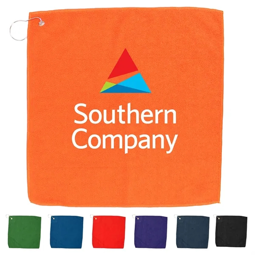 Main photo of 15" X 15" Rpet Hemmed Golf Towel With Hook & Grommet