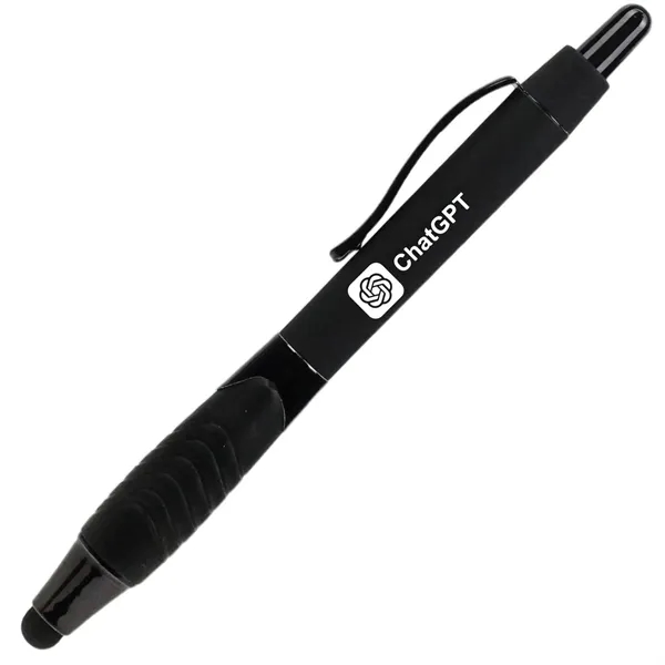 Black color option for Recycled Rubberized Metallic Pen With Stylus Tip