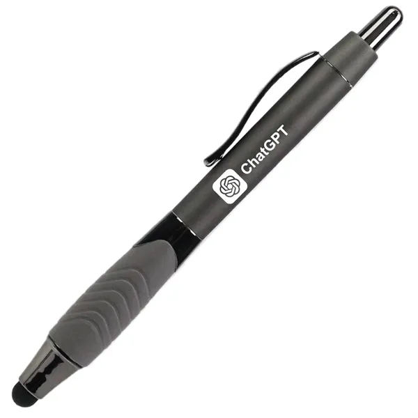 Gray color option for Recycled Rubberized Metallic Pen With Stylus Tip