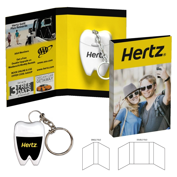 Full Color color option for Tek Booklet With Dental Floss Keychain