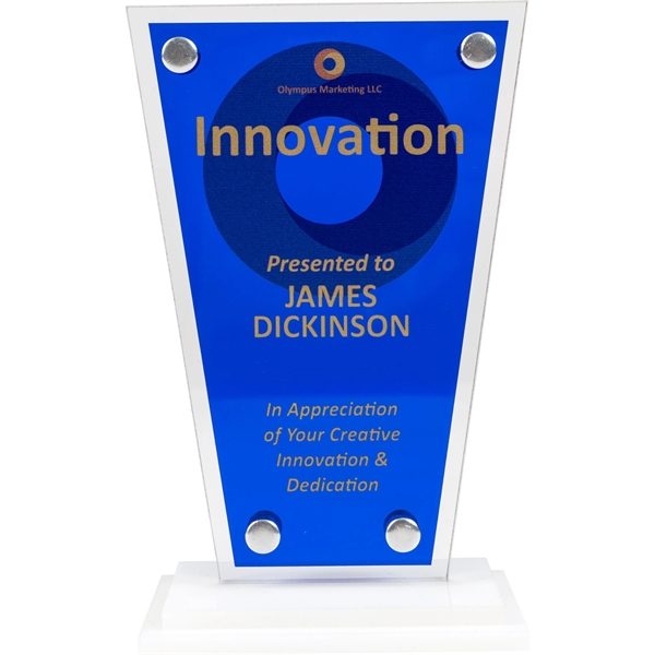 Blue-Clear-White color option for Clear Acrylic Award