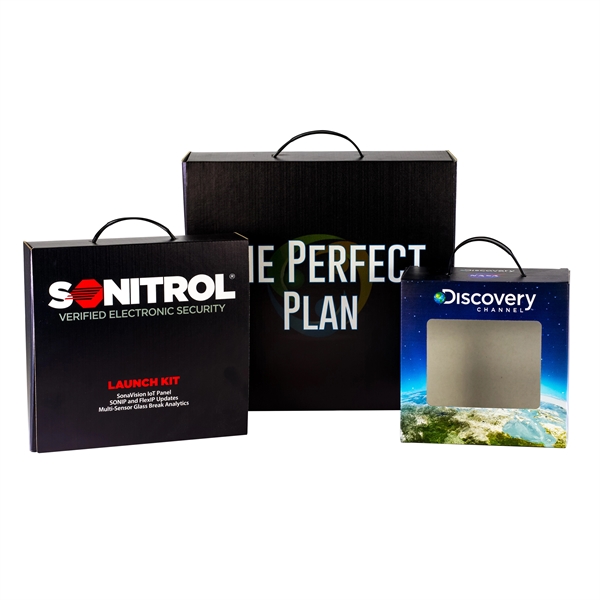 Multi color color option for 7.25" X 4" X 4" E Flute Handle Box Single Side