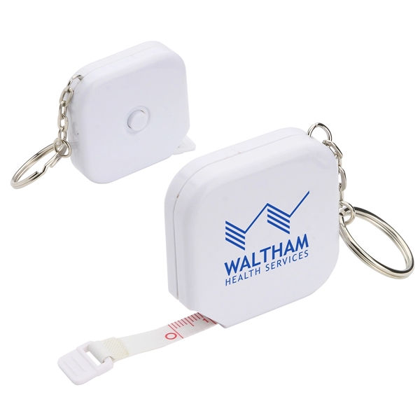 Bright White color option for Square Tape Measure Key Chain