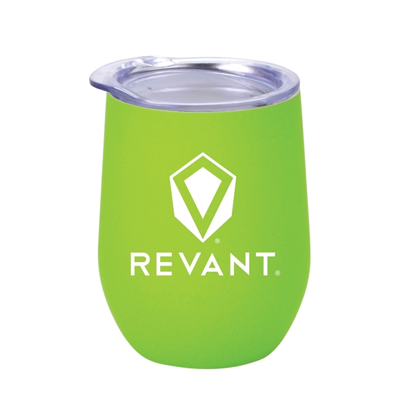 Lime color option for 12oz. Rubberize Finish Stainless Steel Stemless Wine Glass