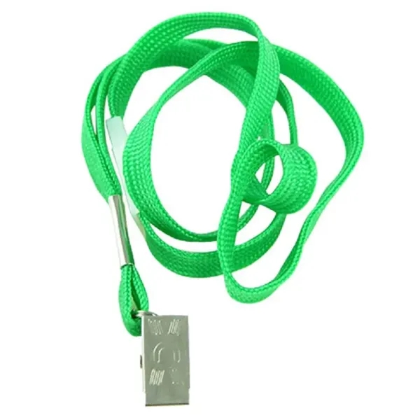 Green color option for Flat Nylon Breakaway Lanyard With Bulldog Clip