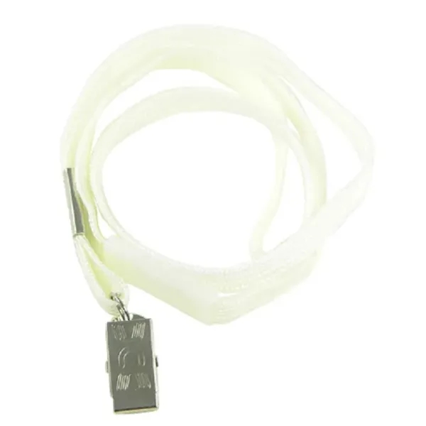 White color option for Flat Nylon Breakaway Lanyard With Bulldog Clip