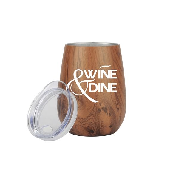 Wood Tone color option for 10 Oz. Stainless Steel Wood Tone Stemless Wine Glass