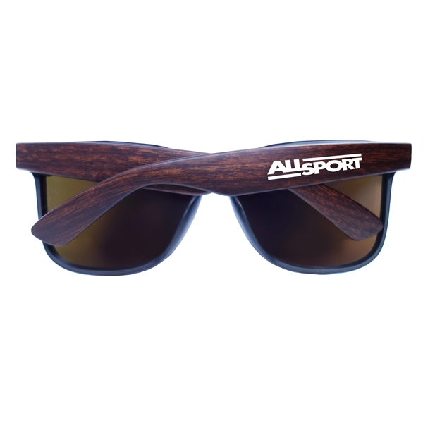Wood Tone color option for Reflective Frame Less Sunglasses With Wood Tone Arms
