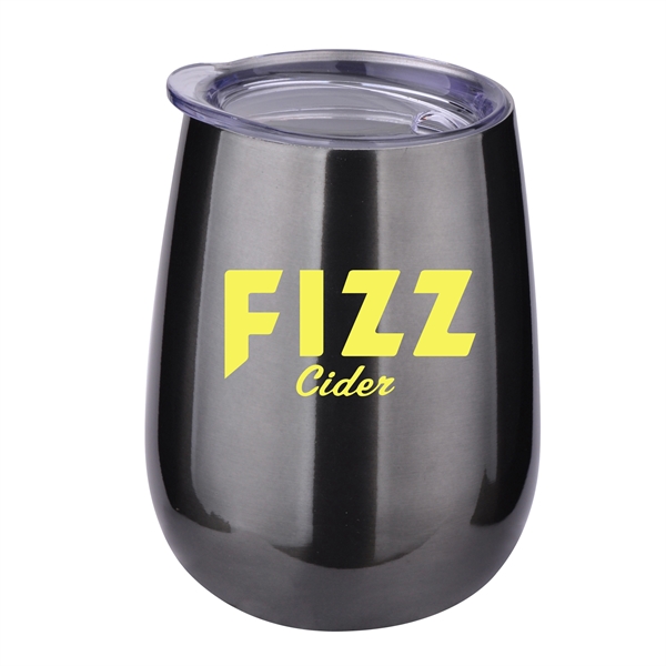 Metallic Titanium Gray color option for 10 Oz Stemless Wine Glass Economy Gift Box Set