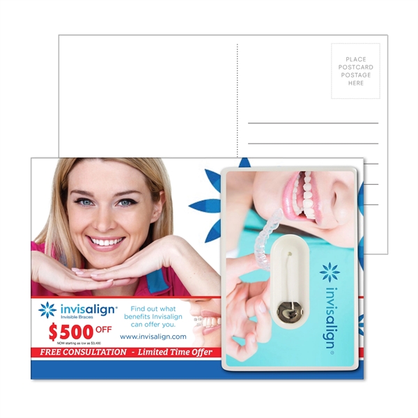 Multi color color option for Postcard With Credit Card Style Dental Floss With Mirror
