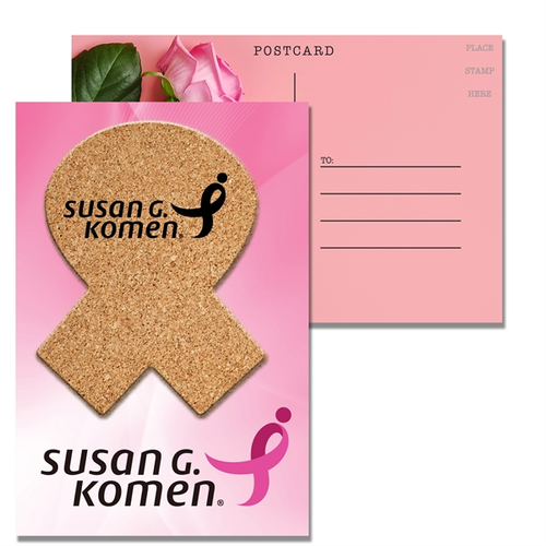 Main photo of Post Card With Awareness Ribbon Cork Coaster