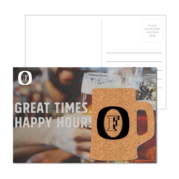 Multi color color option for Post Card With Beer Mug Cork Coaster