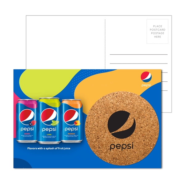 Multi color color option for Post Card With Round Cork Coaster