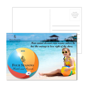 Photo of Post Card With Full Color Beach Ball Luggage Tag