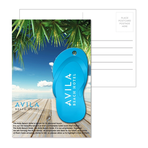 Photo of Post Card With Full Color Blue Flip Flop Luggage Tag